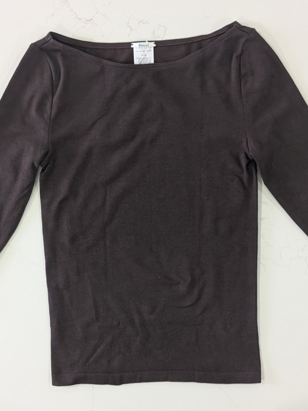 Wolford Cordoba Long Sleeve Top Dark Wood Brown Size S Shimmer Boatneck $225 New